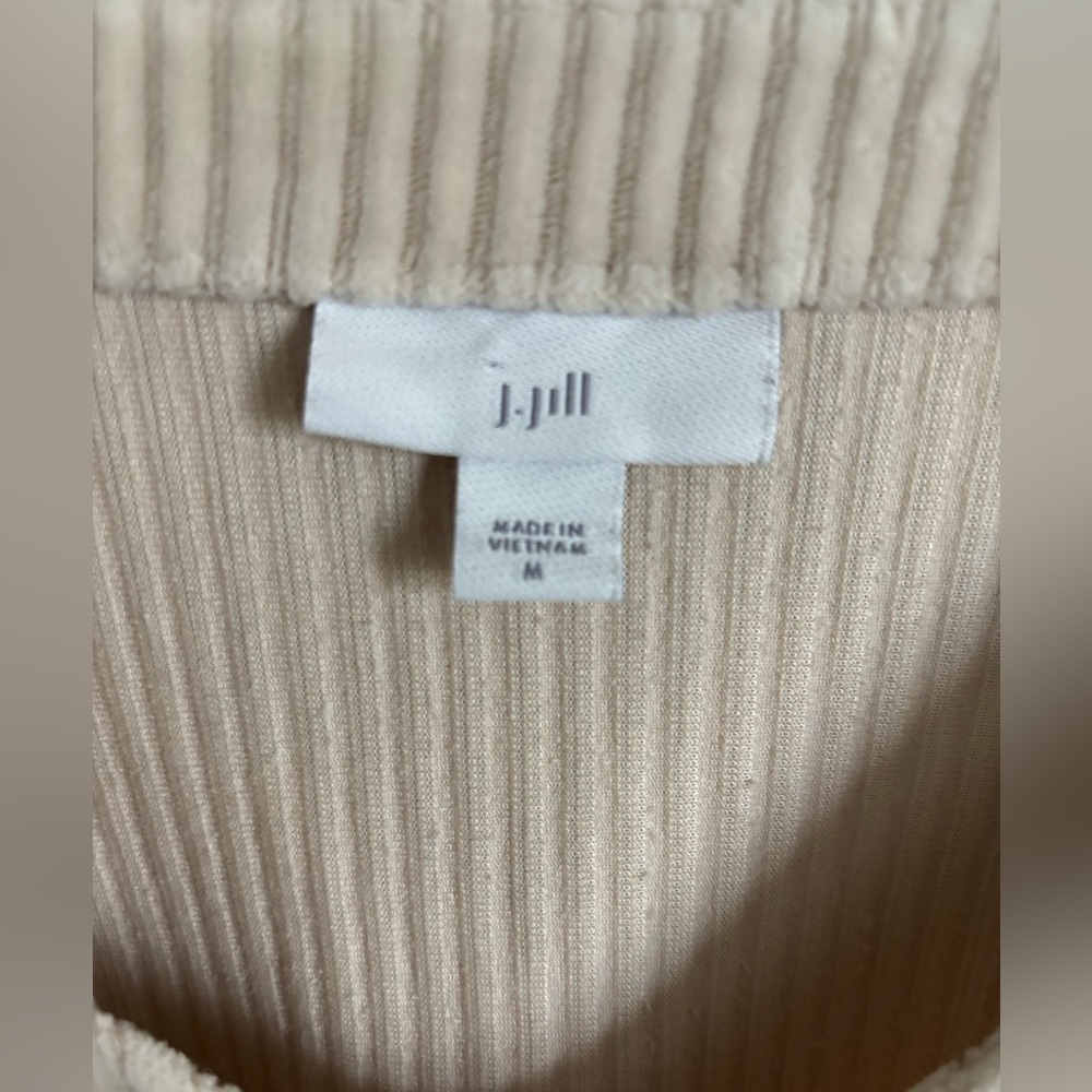 J Jill Women's Ivory cream Long Sleeve V neck Cotton Pullover Medium - Picture 2 of 3